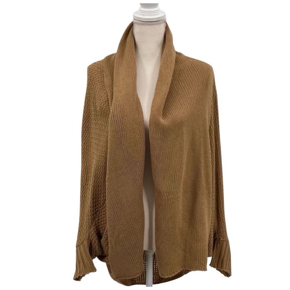 Cardigan Sweater Brown Tan Knit Size M